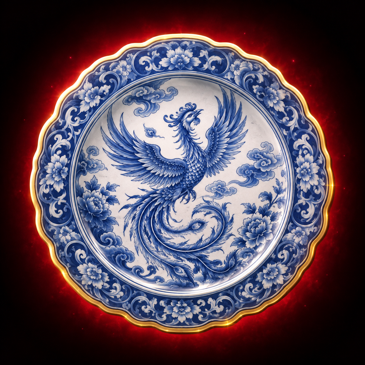 Blue-and-White Phoenix Charger Plate